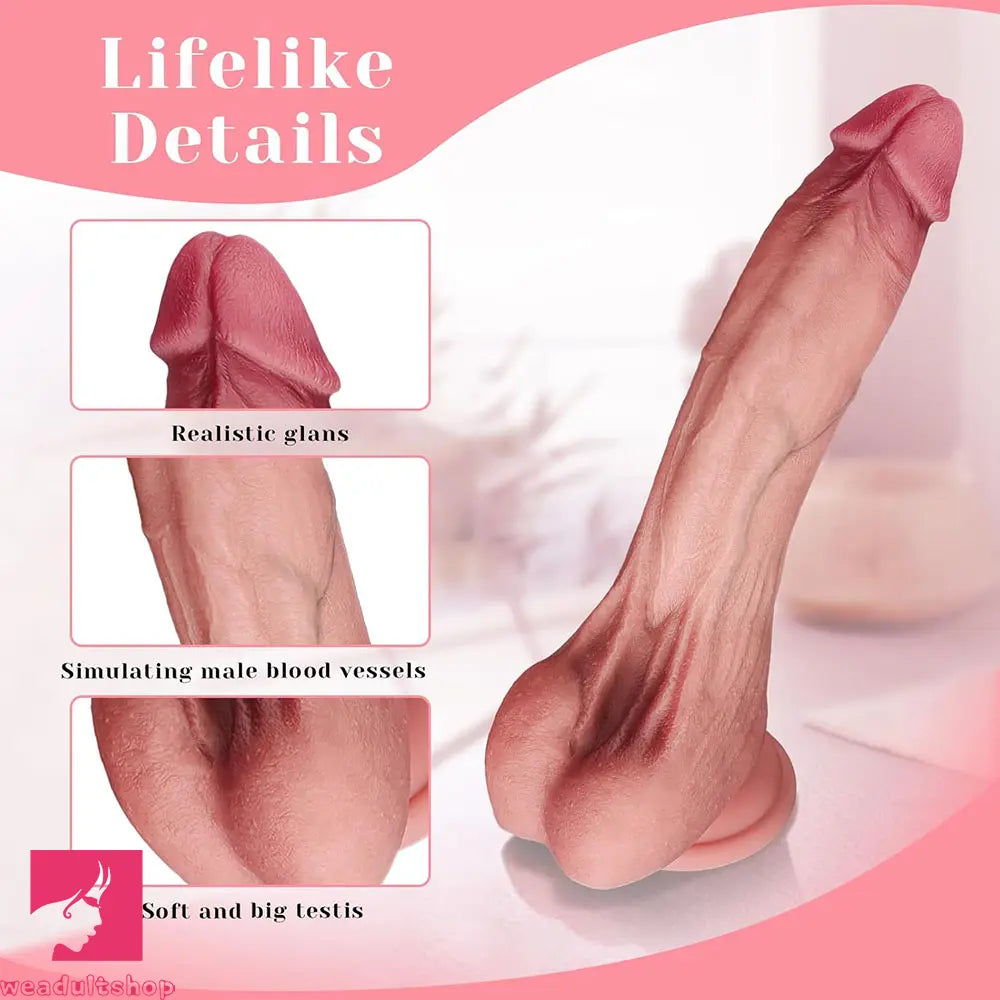 8.07in Realistic Silicone Penis Simulator Soft Fleshy Texture Anal Dildo