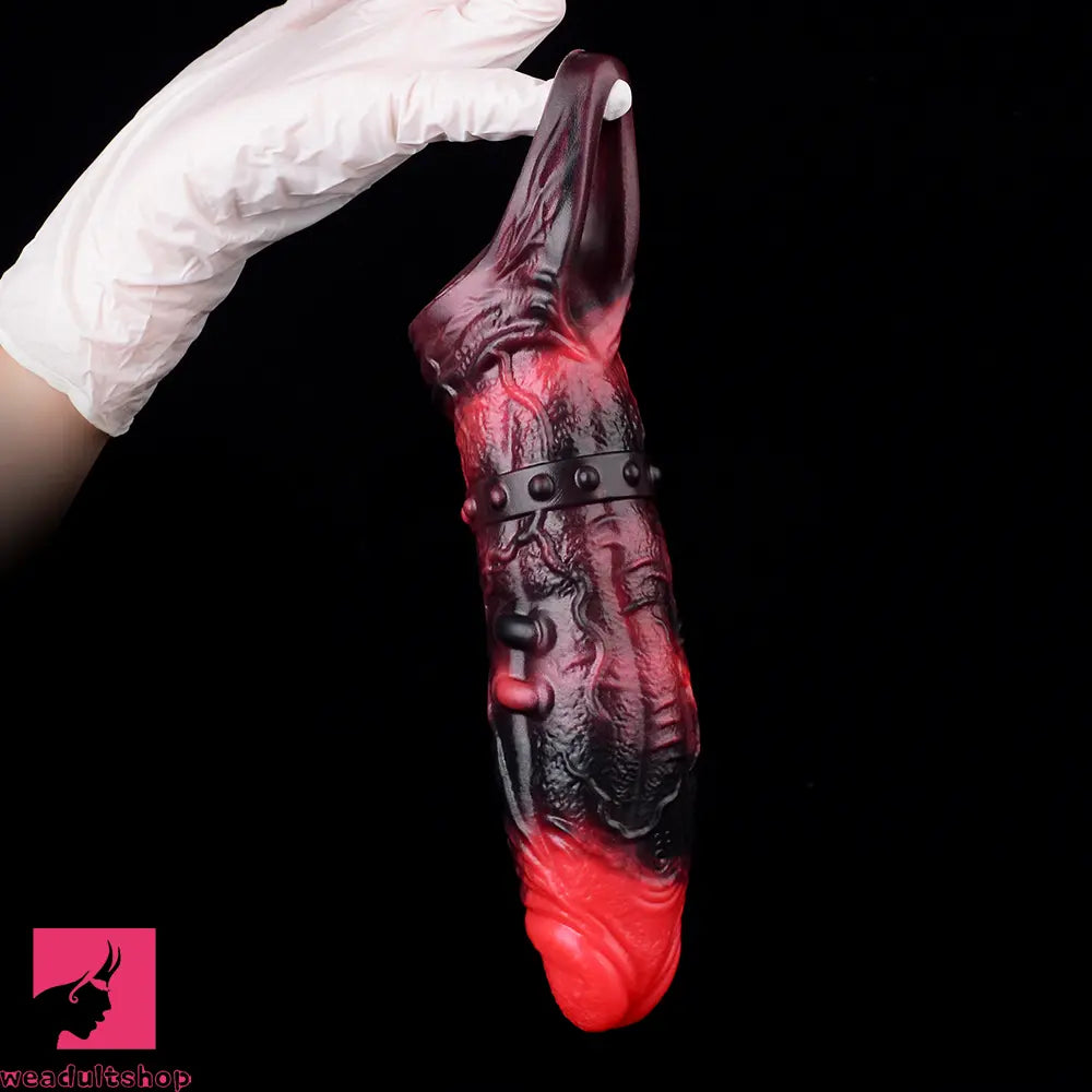 5.98in 7.09in Silicone Cock Sleeve Spiked Hollow Vibrating Odd Cock Dildo