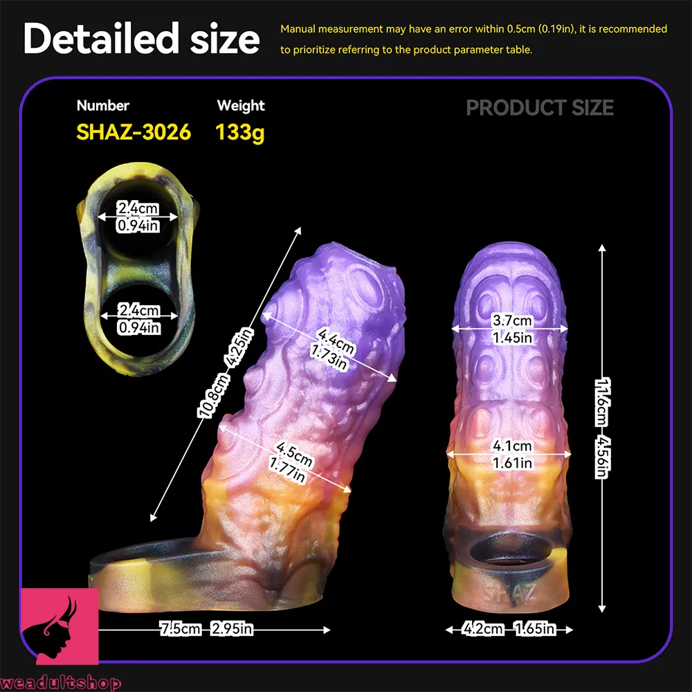 4.56in Gromsa Tentacle Silicone Soft Dildo Sleeve Cock Extender Sex Toy