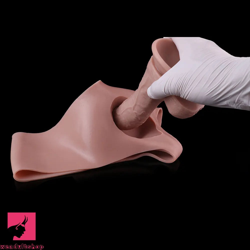 6.65in Silicone Realistic Feeling Strap on Dildo Pants Hollow Penis Sleeve