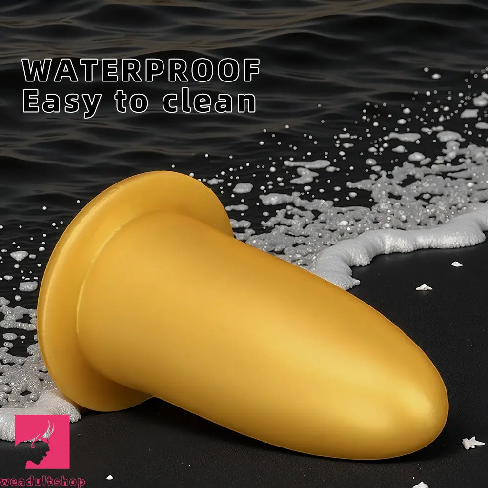 4.72in 5.7in 7.08in 8.26in Gold Silicone Soft Thick Missile Design Dildo Toy