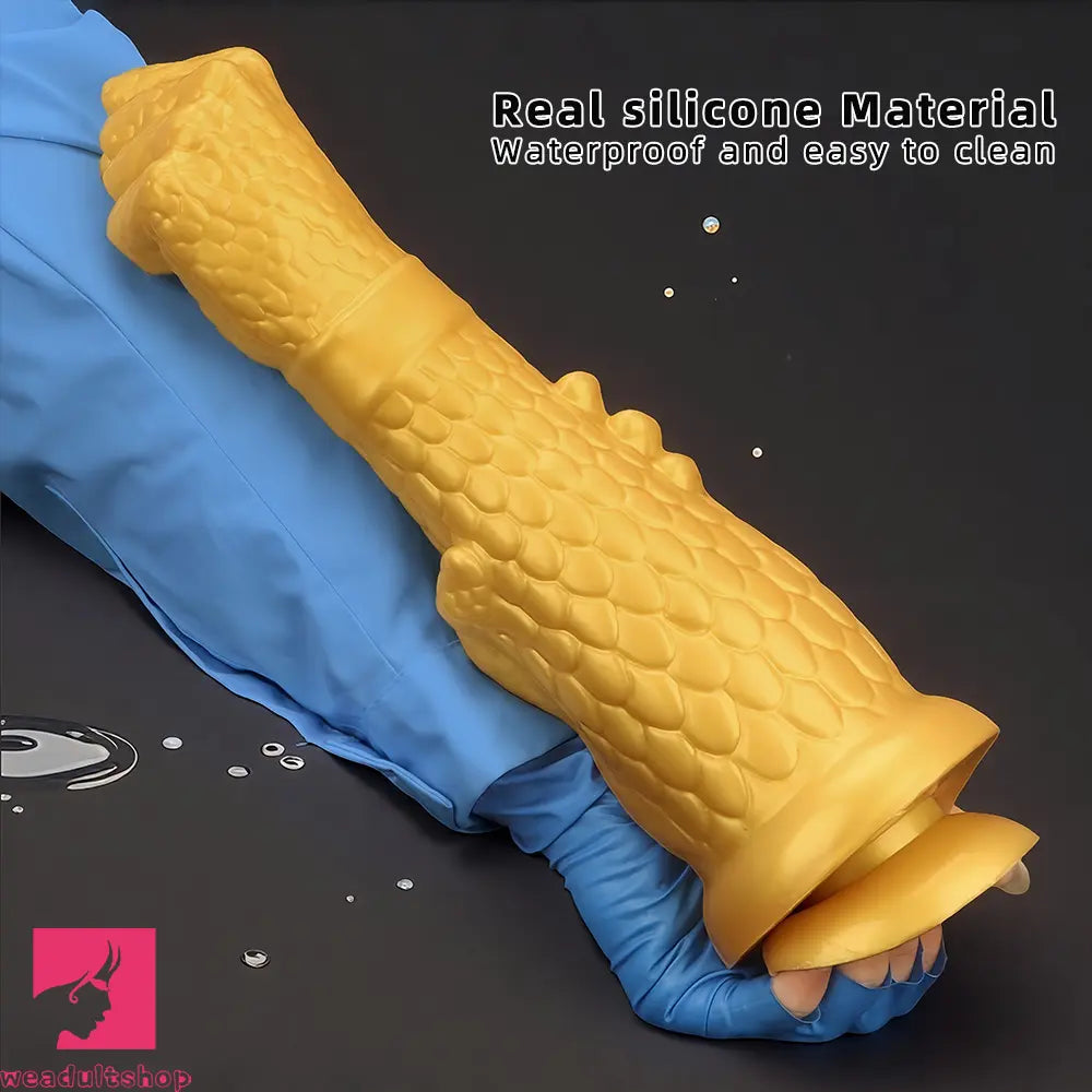 13in Golden Silicone Fist Large Prosthetic Arm Hand Dildo For Fist Hand