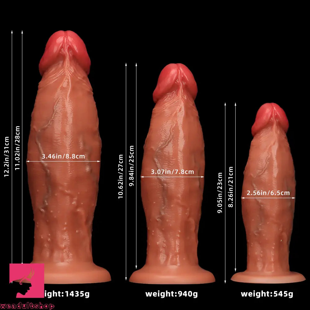9.05in 10.62in 12.2in Eggless Extra Large Cock Silicone Simulation Dildo