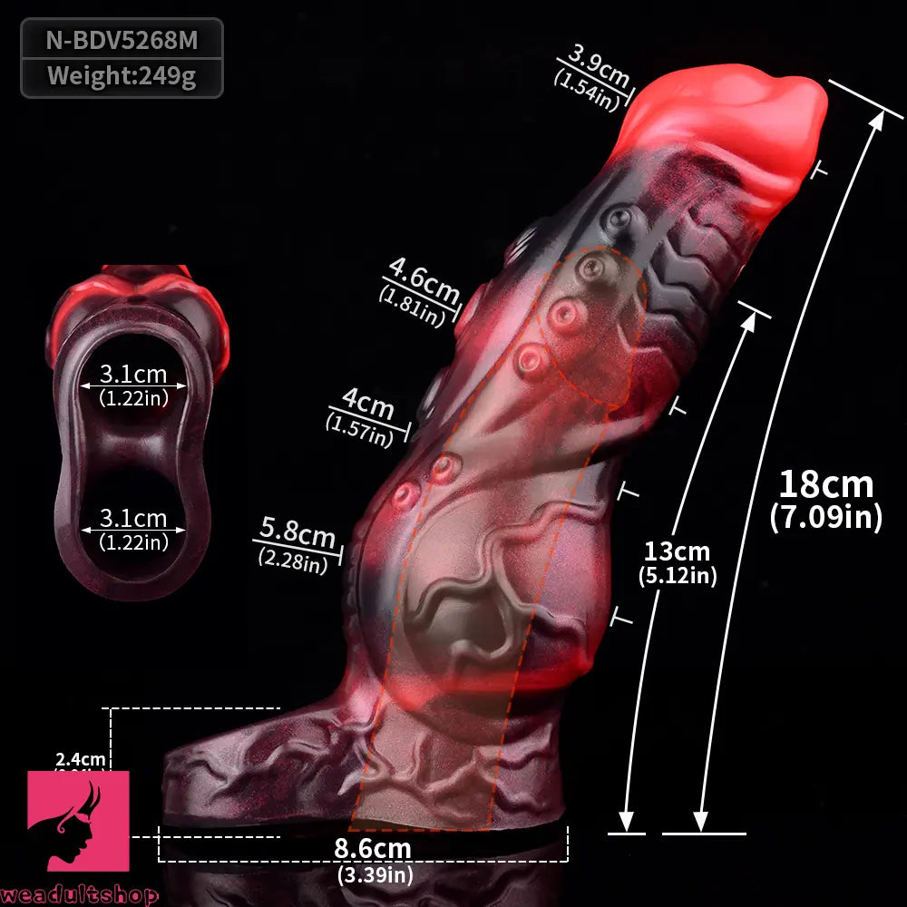 5.98in 7.09in Silicone Tentacle Cock Sleeve Knot Vibrating Hollow Dildo
