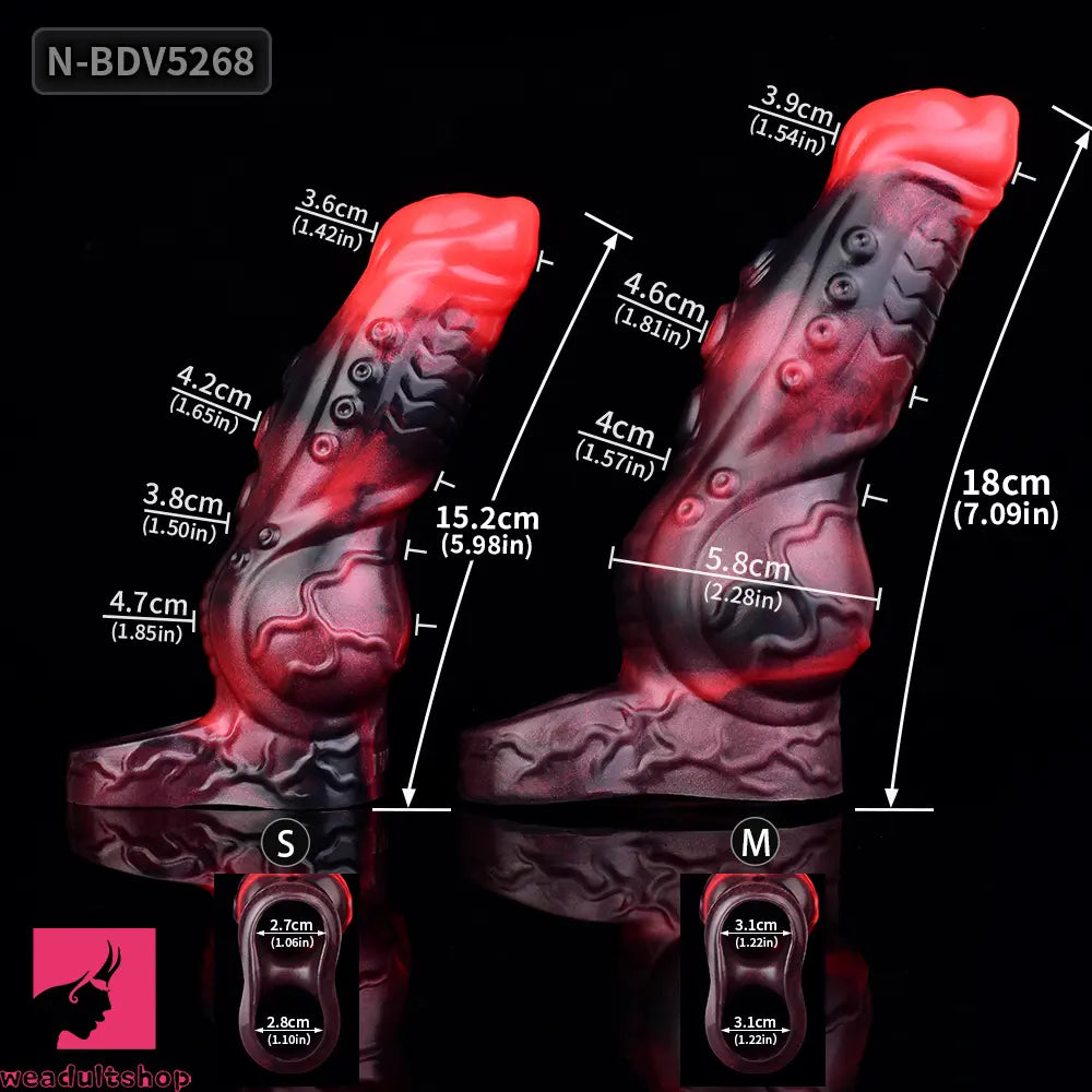 5.98in 7.09in Silicone Tentacle Cock Sleeve Knot Vibrating Hollow Dildo