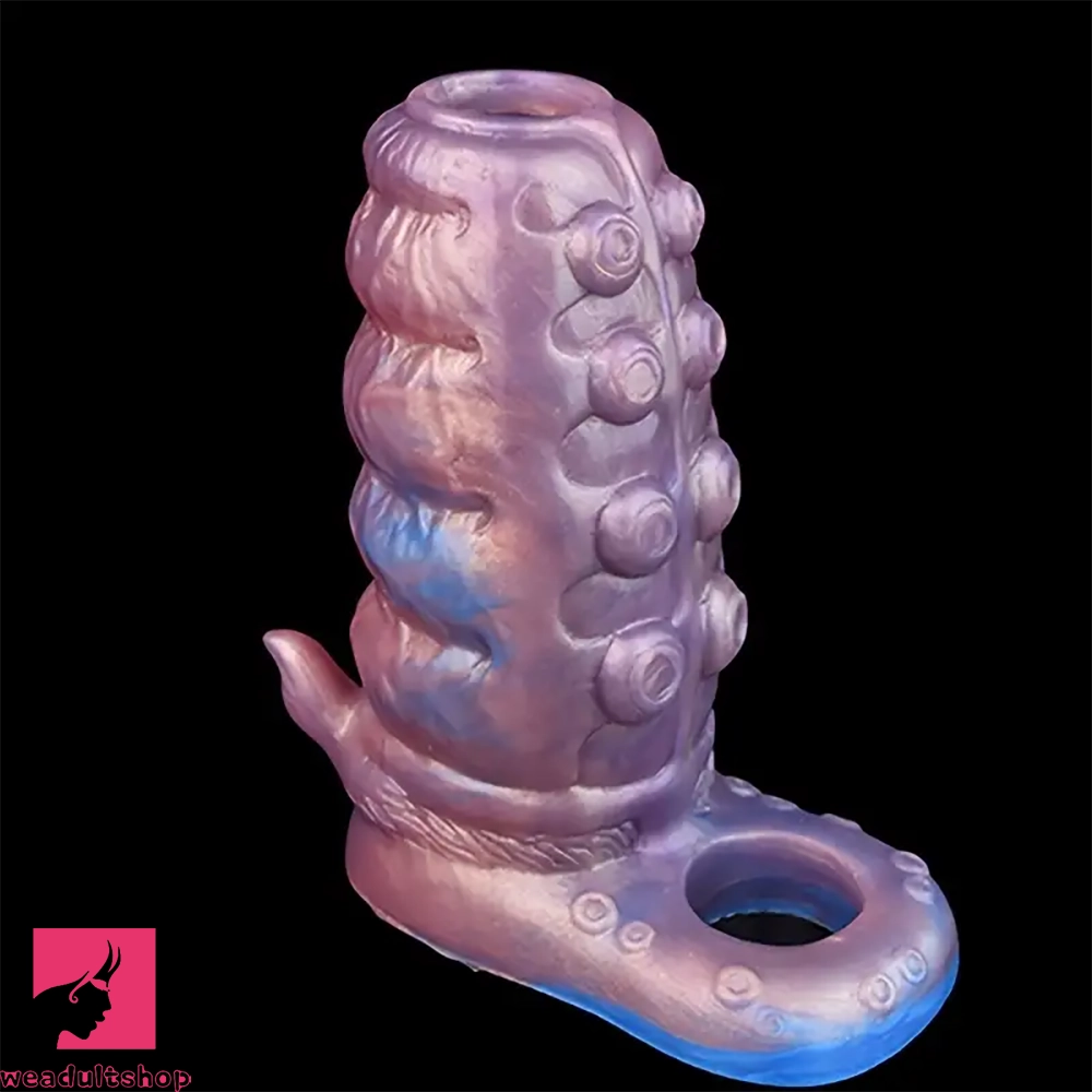 4.92in Realistic Tentacle Cock Soft Adult Real Dildo Sleeve With Penis Ring