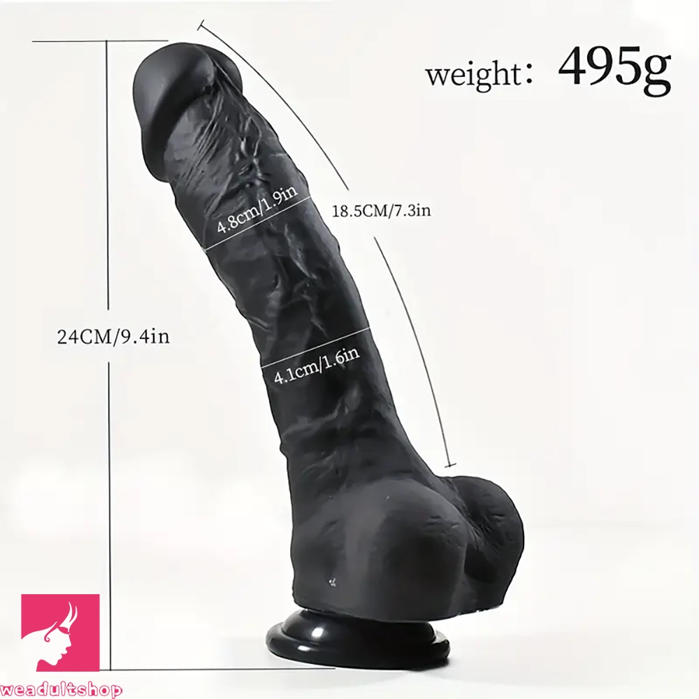 9.4in Realistic Texture Solid Black Silicone Soft Big Dildo For Vagina 9.4in Realistic Texture Solid Black Silicone Soft Big Dildo For Vagina