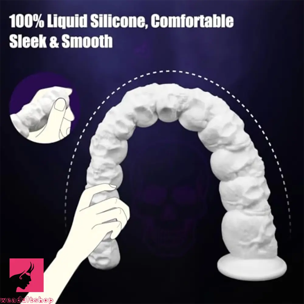 17.7in White Monster Skull Silicone Huge Fantasy Dildo For Deep Exploration
