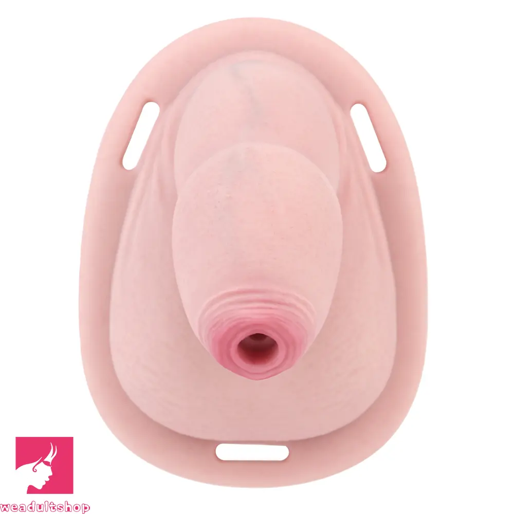 5.11in Real Hollow Chastity Cage Dildo Uncut Glans Couples Masturbator