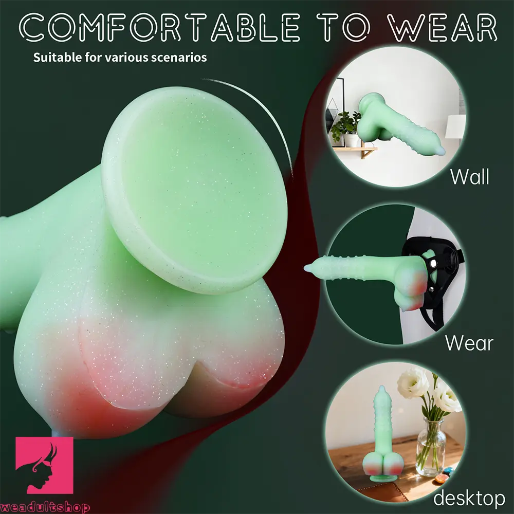 8.07in Spiked Liquid Silicone Soft Monster Dildo Penis Simulator Cock