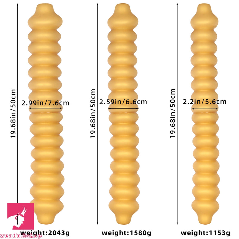 19.68in Silicone Long Large Double Head Threaded Fat Anal Plug Cock Dildo