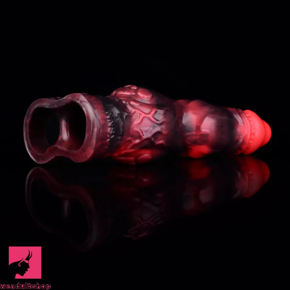 7.17in Silicone Dog Cock Sleeve Knot Vibrating Automatic Hollow Soft Dildo