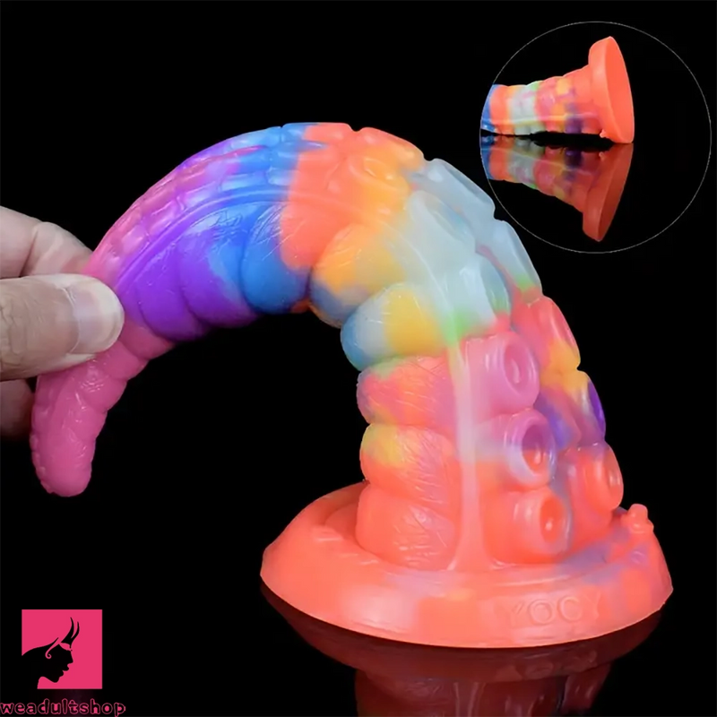 7.28in 9.05in Tentacle Colorful Luminous Silicone Fantasy Cock Dildo