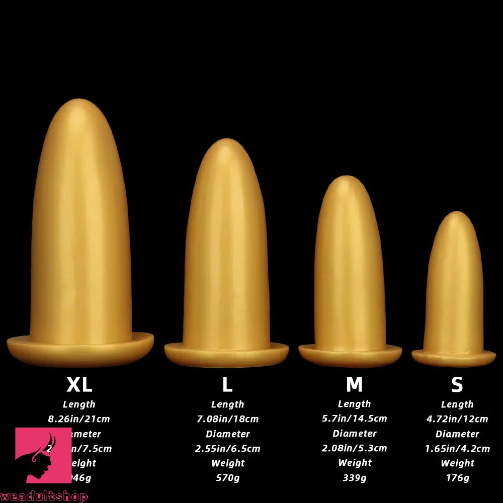 4.72in 5.7in 7.08in 8.26in Gold Silicone Soft Thick Missile Design Dildo Toy