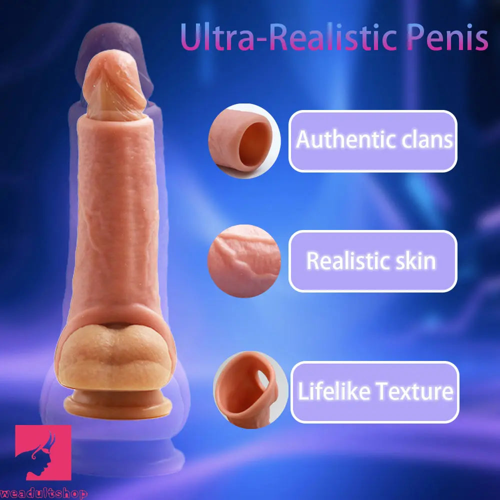 6.3in Round Design Real Veins Silicone Cock Dildo Sleeve For G-Spot Cock