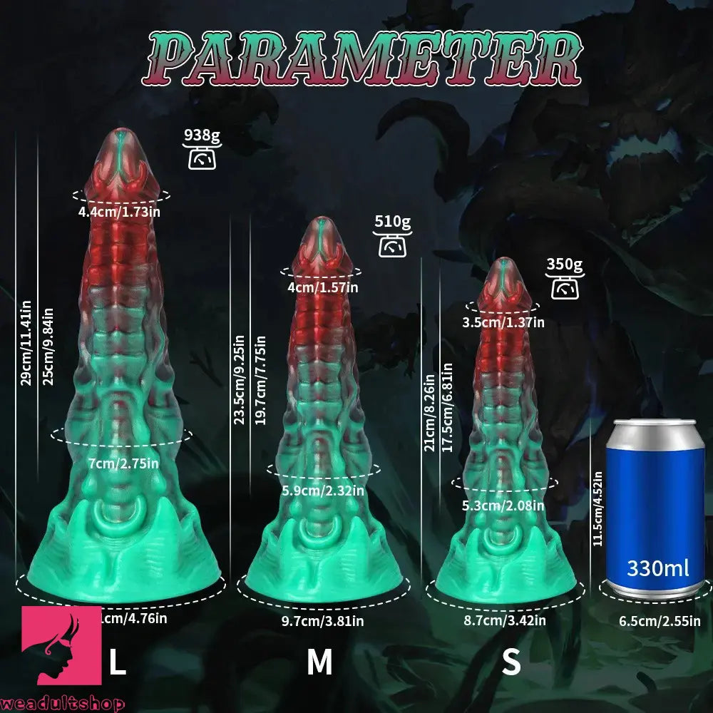 8.26in 9.25in 11.41in Alien-Shaped Silicone Adult Sex Fantasy Monster Dildo