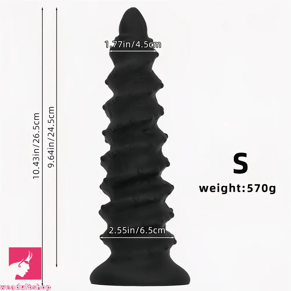 10.43in 12in 14.17in Extra-Big Long Threaded Silicone Sharp Head Dildo