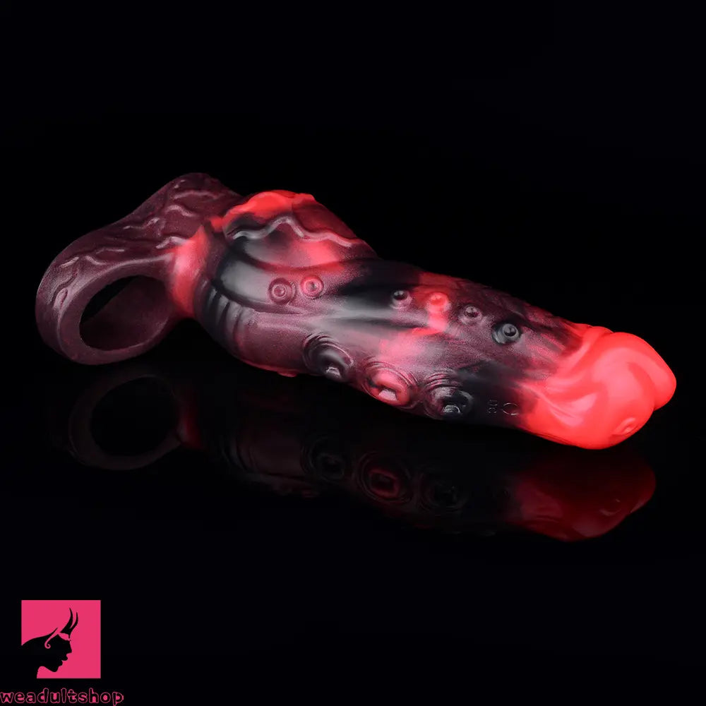 5.98in 7.09in Silicone Tentacle Cock Sleeve Knot Vibrating Hollow Dildo