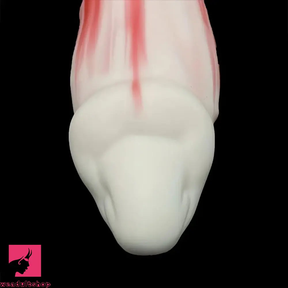 7.28in Red White Dolphin Liquid Silicone Waterproof Flexible Knot Odd Dildo