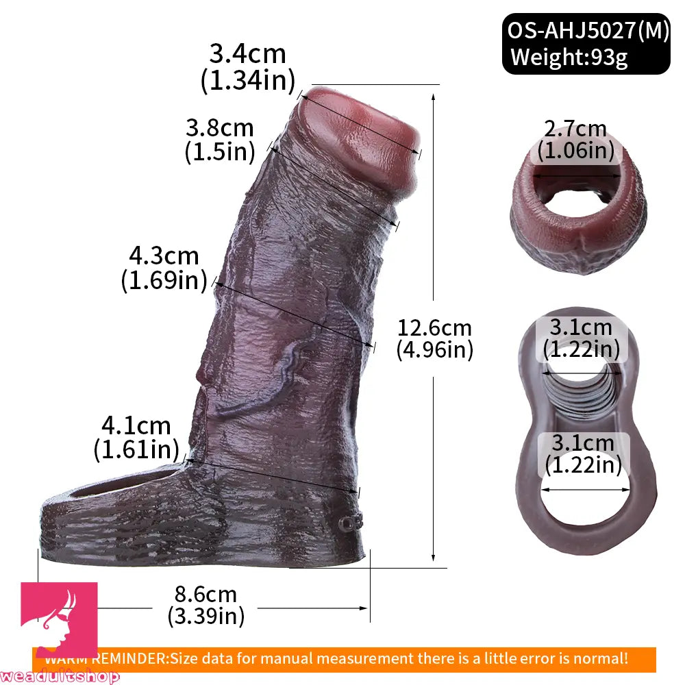 4.29in 4.96in 5.94in Soft Elastic Real Wearable Platinum Silicone Dildo Sleeve