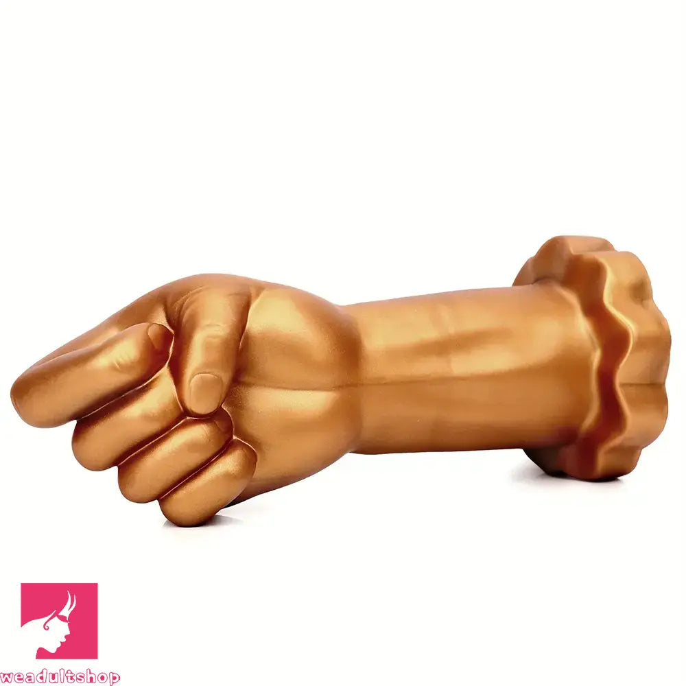 9.44in Golden Silicone Huge Thick Fist Hand Dildo For Gay Comfortable Player