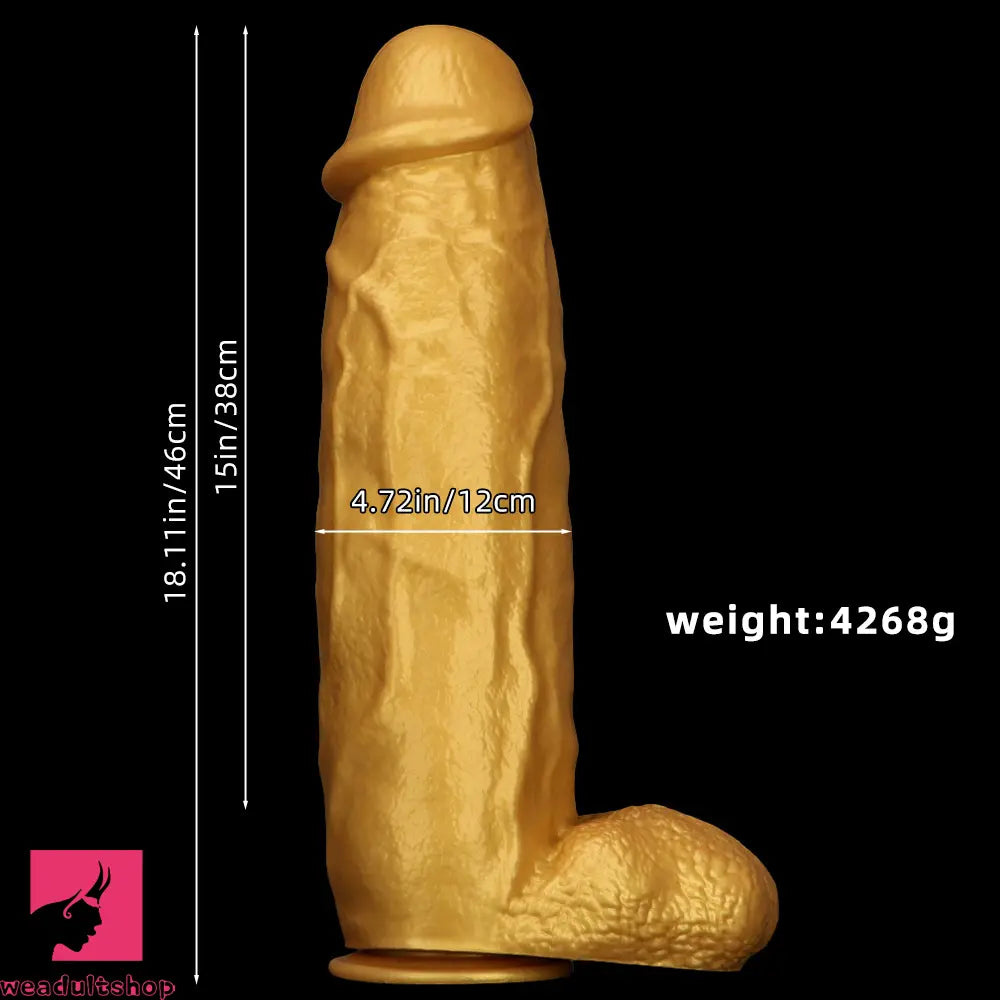 18.11in Gold Silicone Soft Huge Thick Long Dildo For Anus Vagina Cock