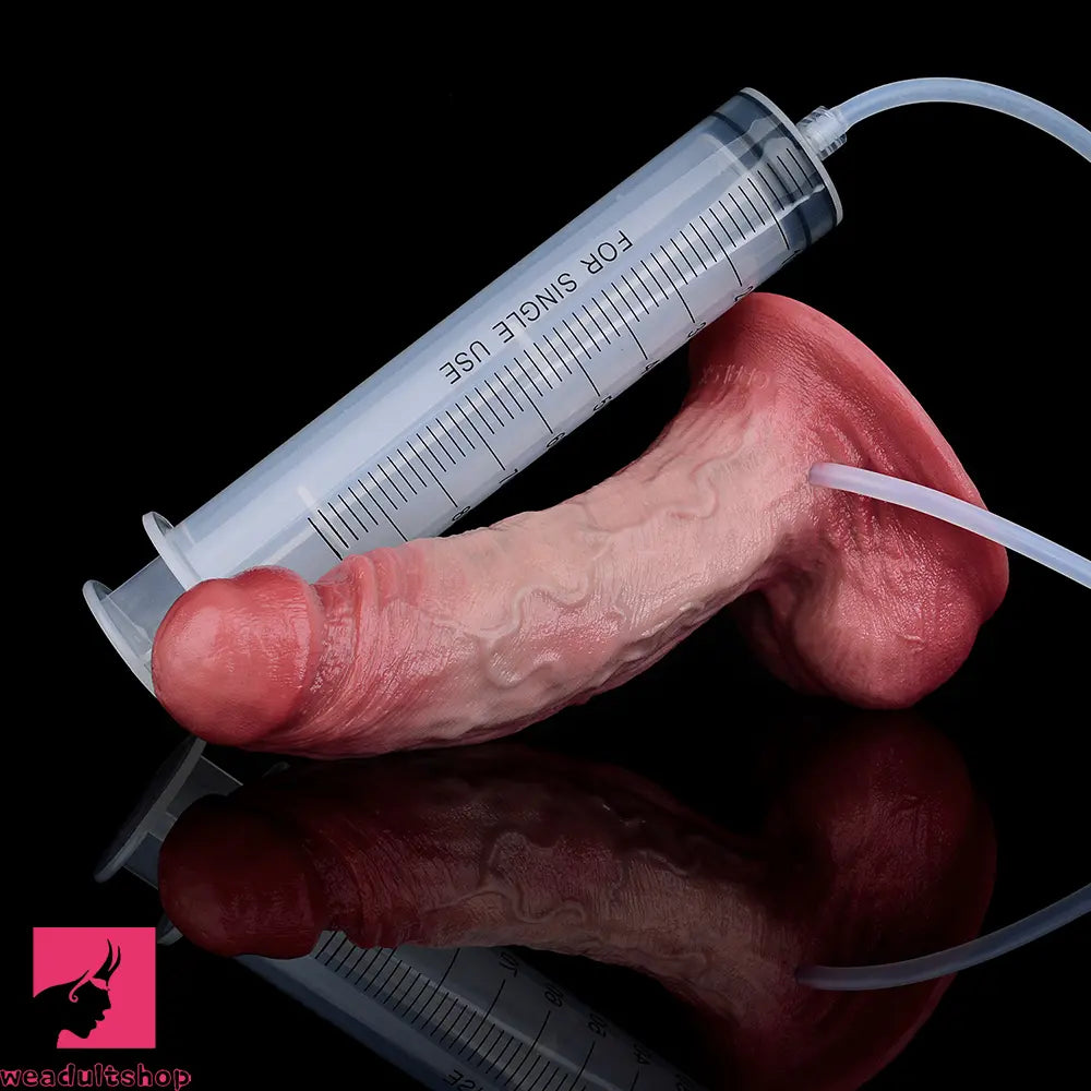 6.26in Dual Density Silicone Ejaculating Dildo For Couple Foreplay Cock