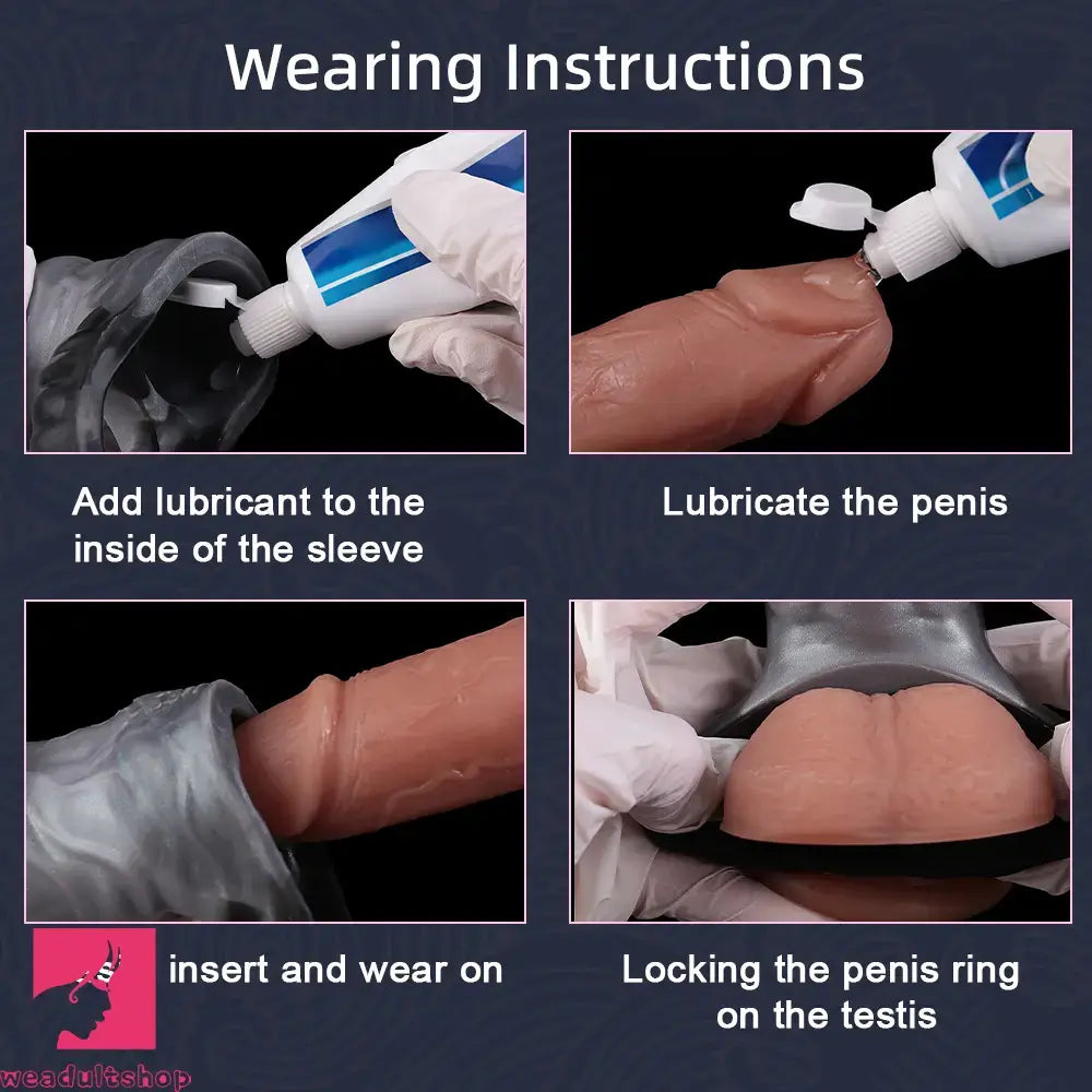 7.32in Horse Cock Sleeve Dildo Thickening Penis Sleeve Soft Armor Design