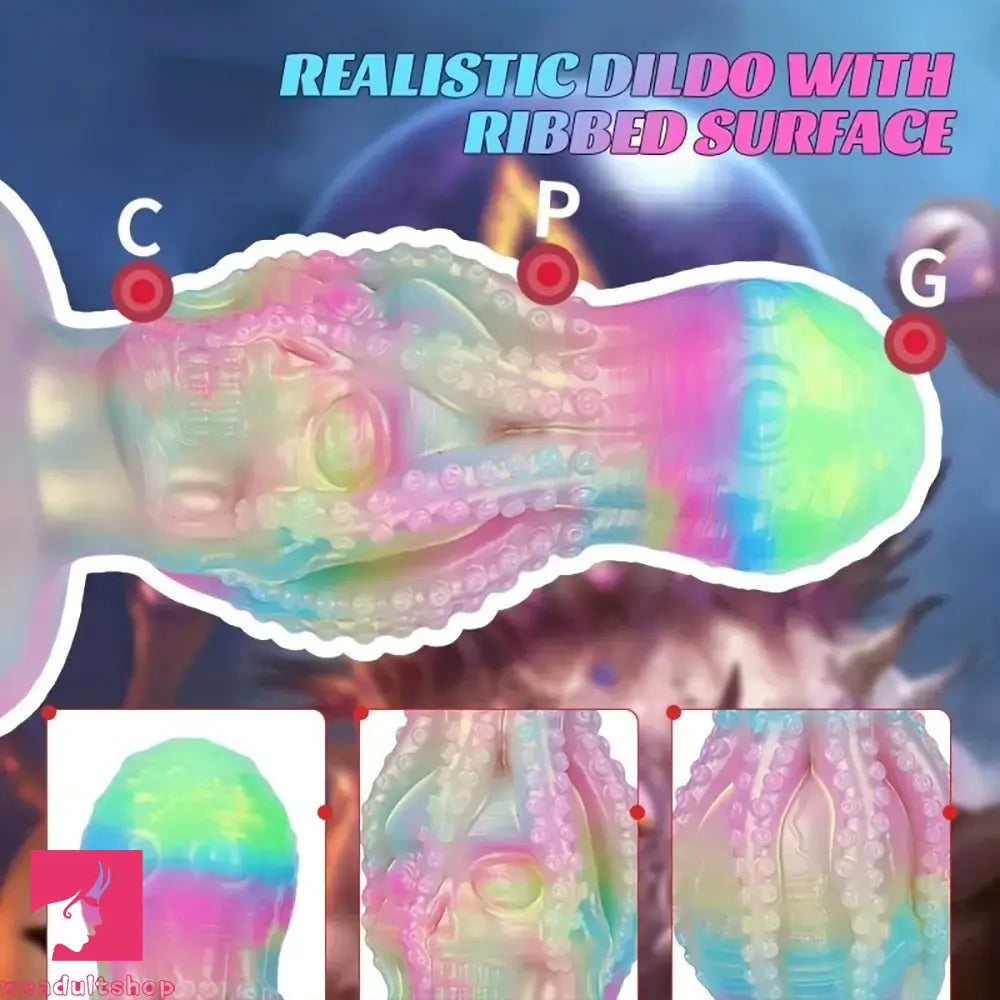 4.8in 5.7in 6.81in 7.87in 8.97in 10.39in Octopus Skull Silicone Luminous Dildo