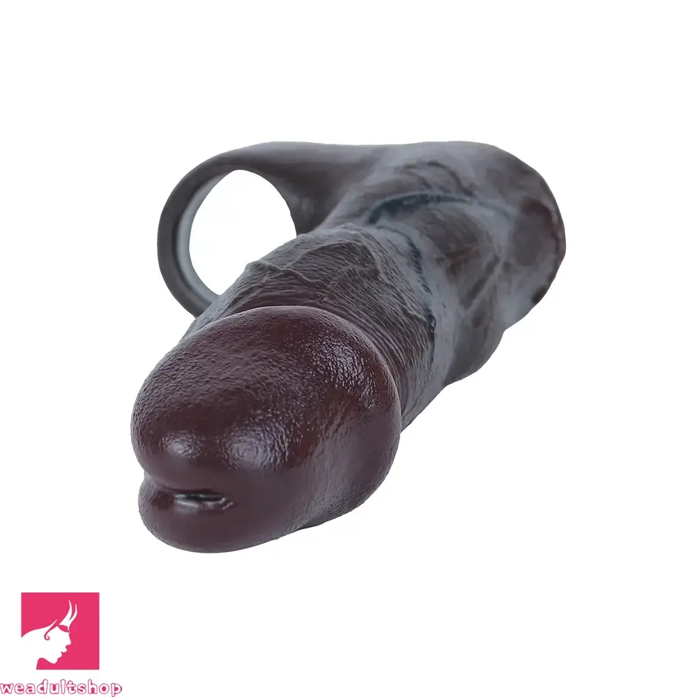 6.22in Silicone Realistic Cock Ring Dildo Sleeve Soft Real Penis Sleeve