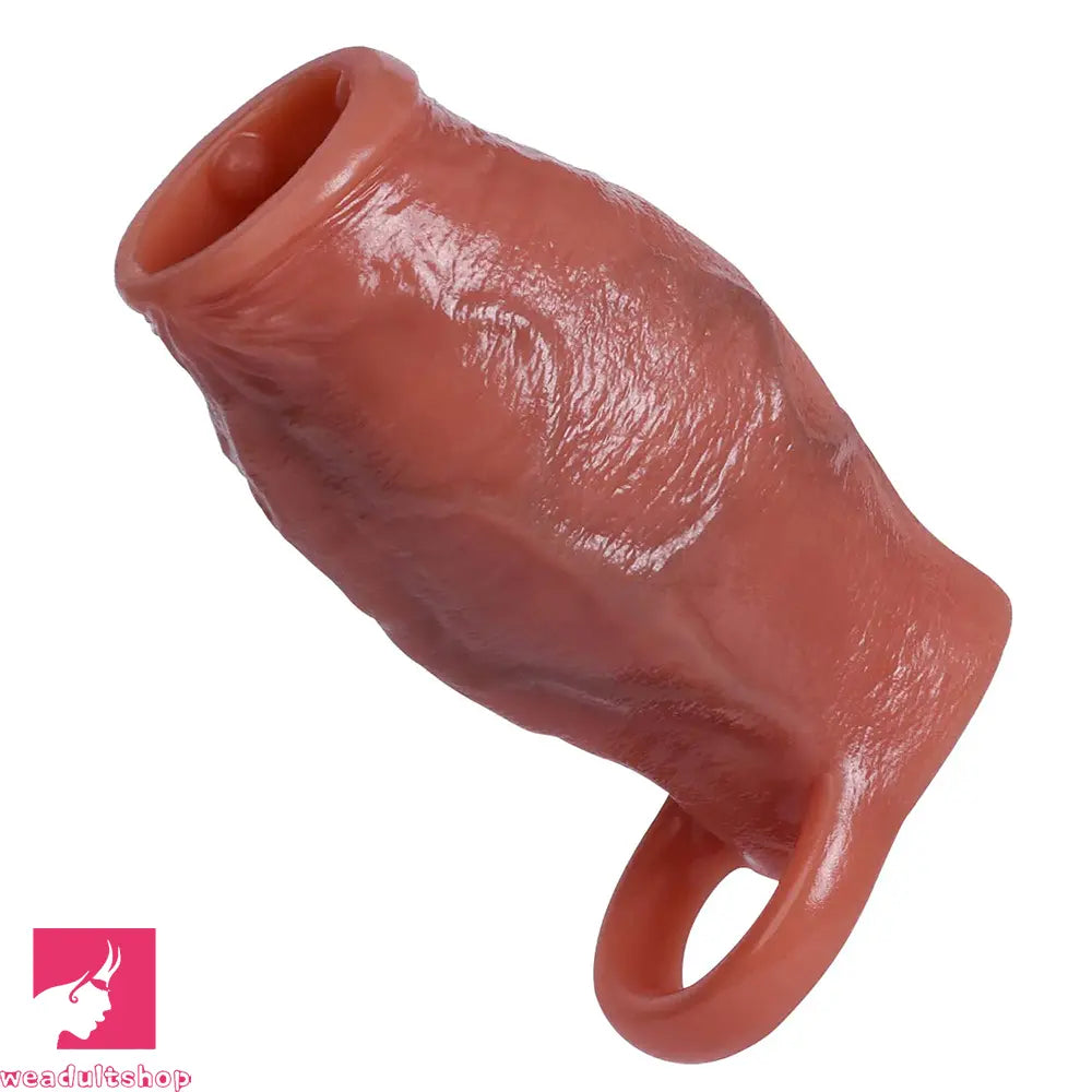 3.15in 3.54in 3.94in Realistic Veins Dildo Sleeve With Cock Ring Hollow Design
