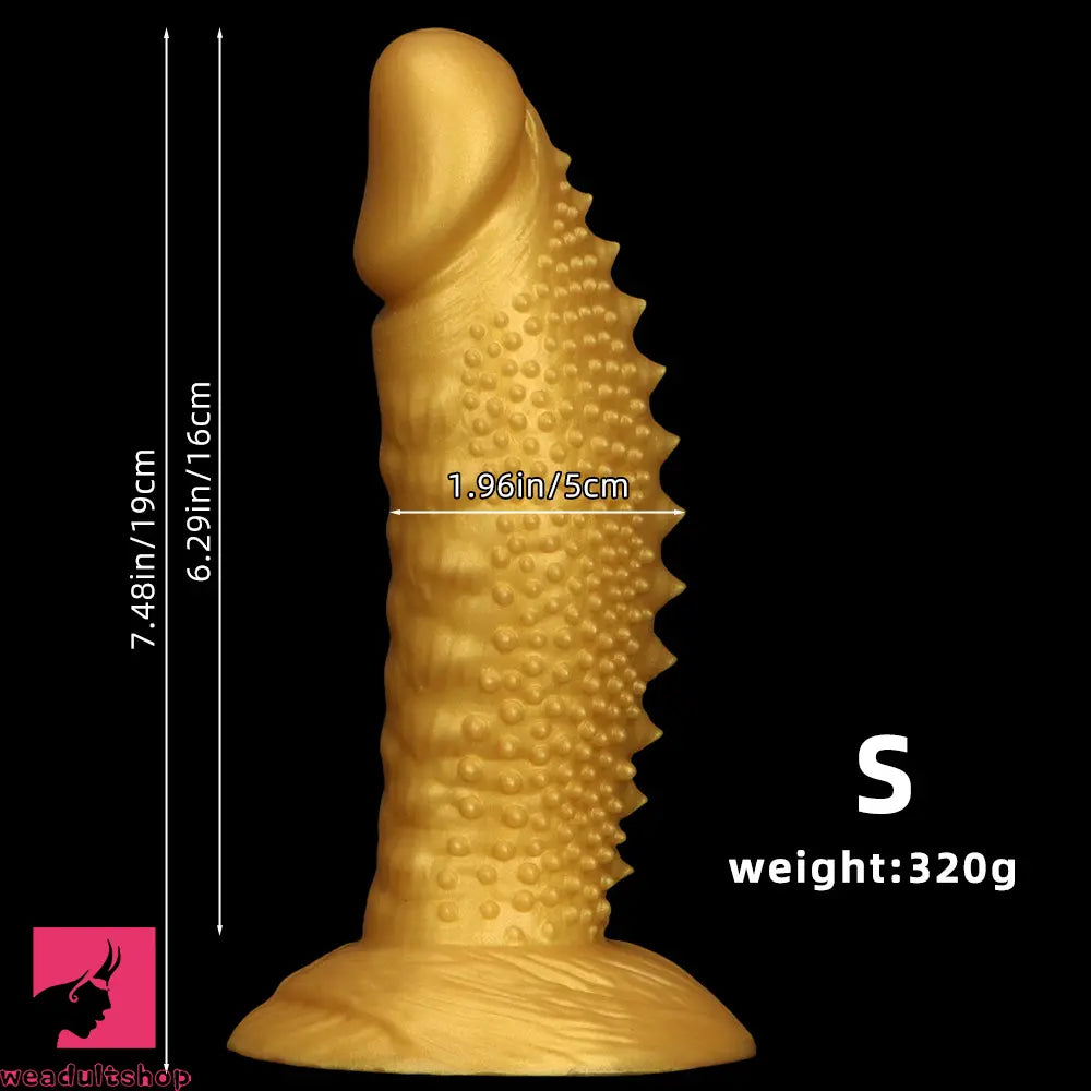 .48in 9.05in 10.62in 12.59in 14.17in Golden Soft Wolf-tooth Spiked Dildo