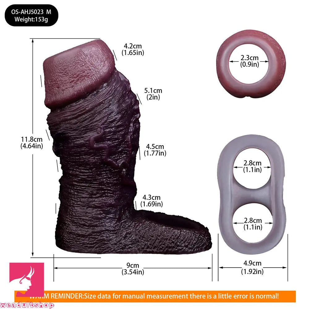4.09in 4.64in 5.51in Lifelike Cock Soft Silicone Flexible Real Dildo Sleeve