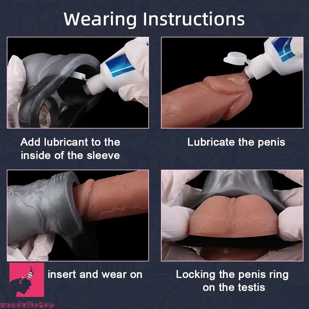 7.48in Horse Cock Silicone Sleeve Soft Leather Armor Design Hollow Sleeve