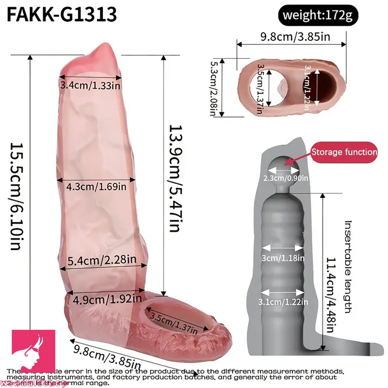 5.9in 6.1in Soft Durable Silicone Cock Thickening Lengthening Dildo Sleeve