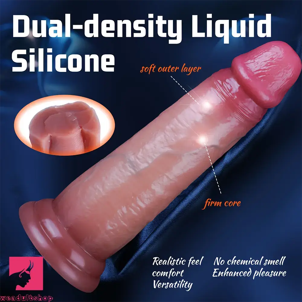 7.87in Moveable Skin Realistic Dual Density Liquid Silicone Dildo Love Toy