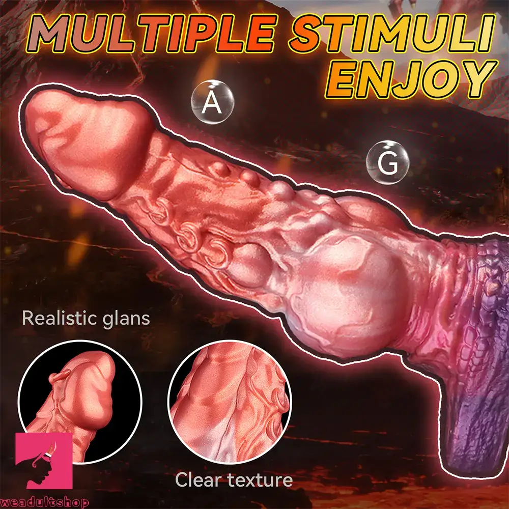 6.85in 8.11in 9.84in Dragon Monster Knot Silicone Dildo For Sleeve Sheath