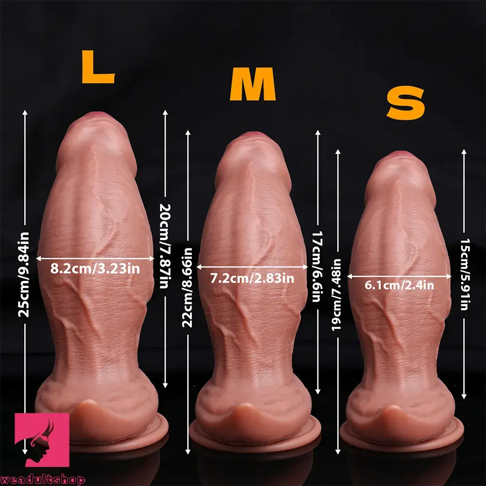 7.48in 8.66in 9.84in Uncut Foreskin Thick Real Dildo Vagina & Anal Cock Toy