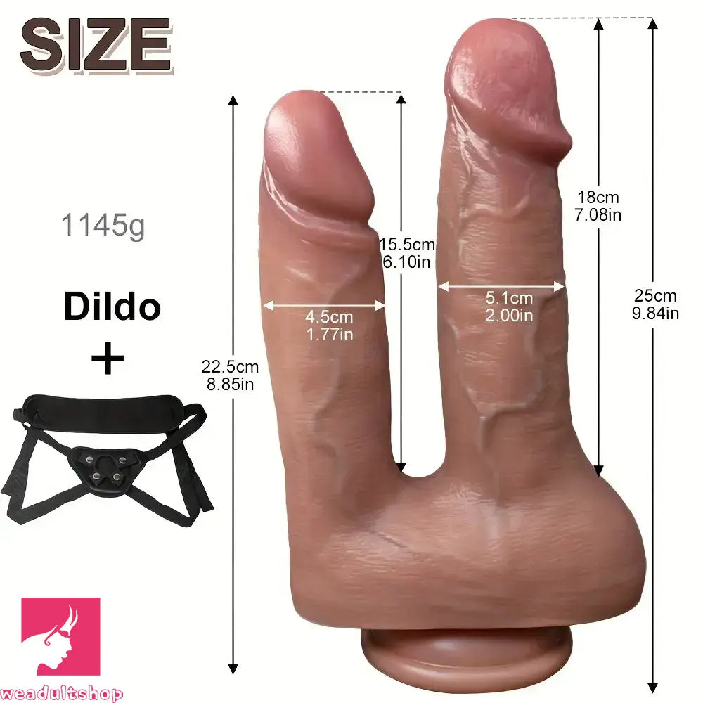 8.85in 9.84in Dual-Headed Soft Double-Layered Silicone Strap on Dildo Weadultshop