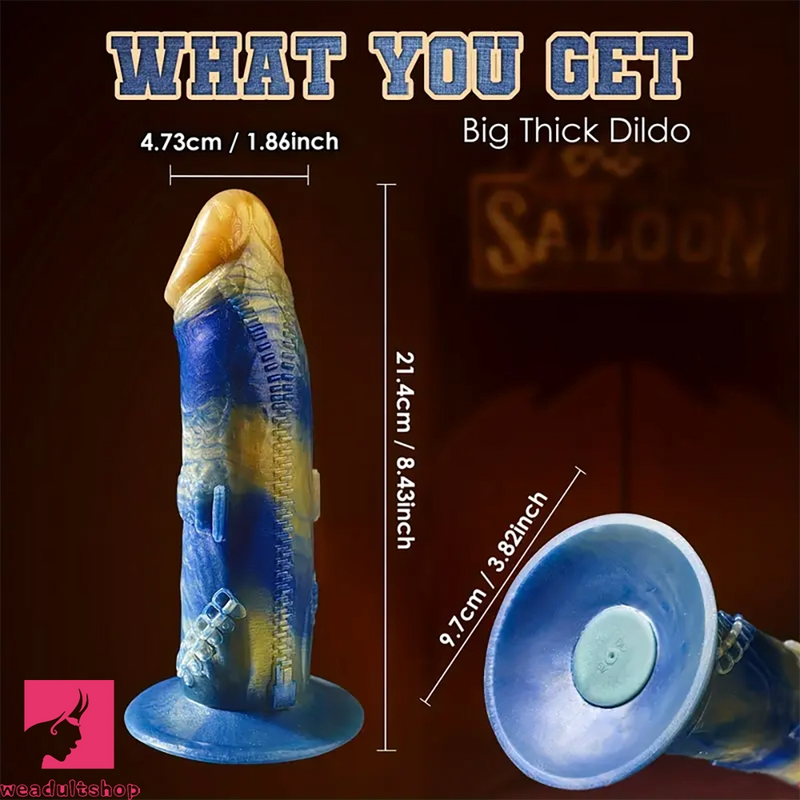 8.43in Fantasy Dildo Vibrator Zipper Monster Thick Dildo Adult Cock Toy