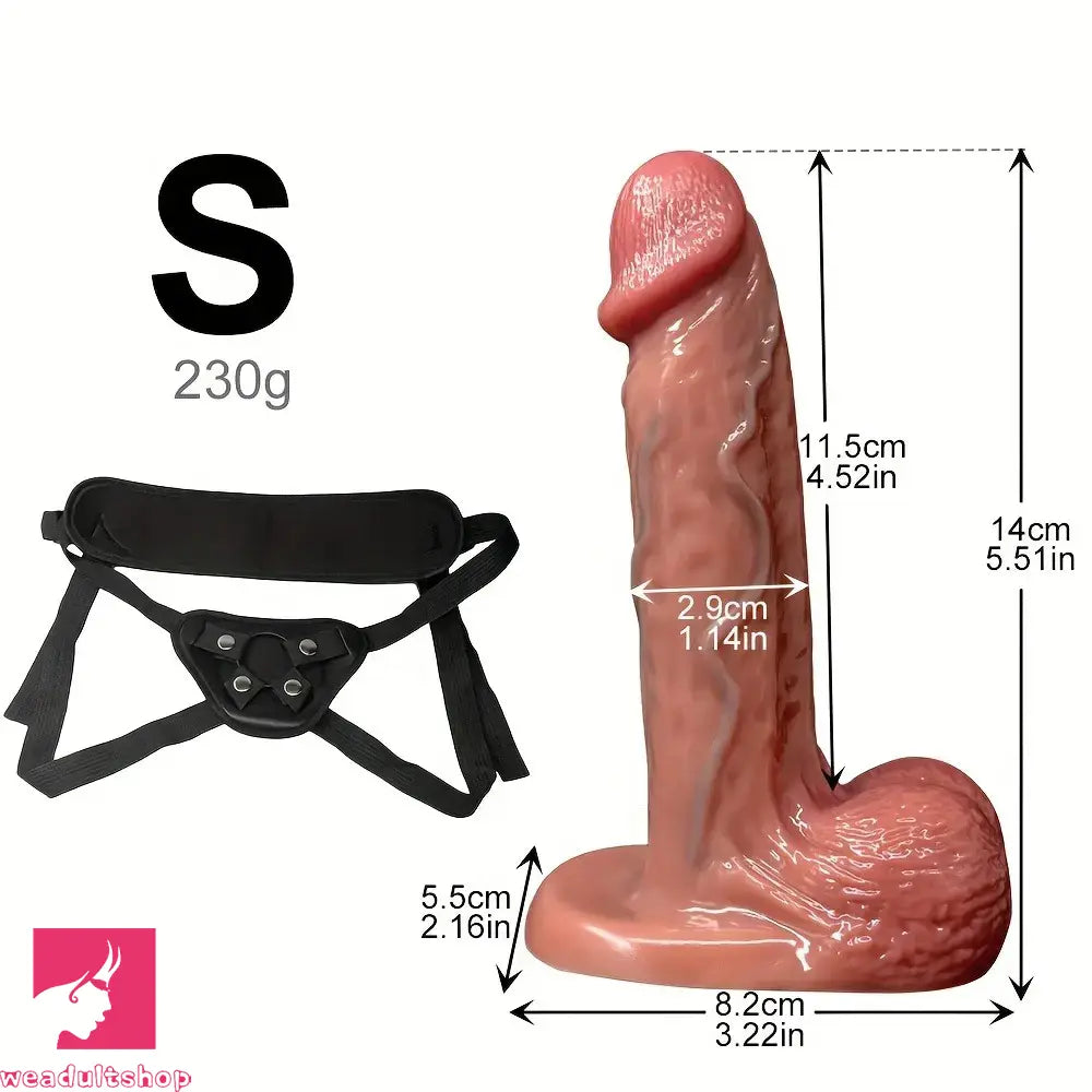 5.51in 7.67in Wearable Feel Liquid Silicone Soft Strap on Dildo With Blue Veins