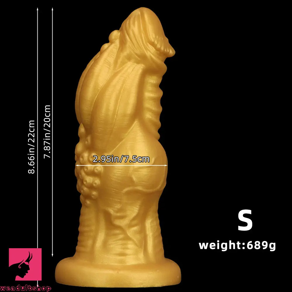 8.66in 9.06in 9.84in 11.42in 12.4in Golden Silicone Fantasy Soft Anal Dildo