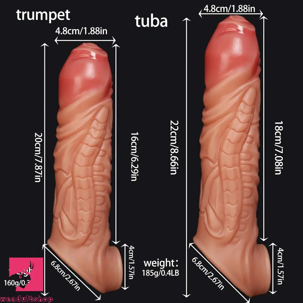 5.9in 7.87in Liquid Silicone Male Hollow Wearable Dildo Sleeve Accessories