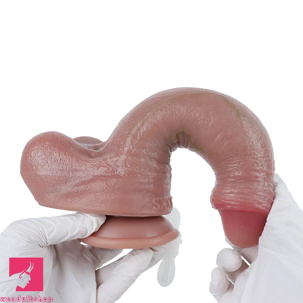 9.44in Realistic Uncut Ejaculating Soft Strap on Dildo Real Touch Female Toy