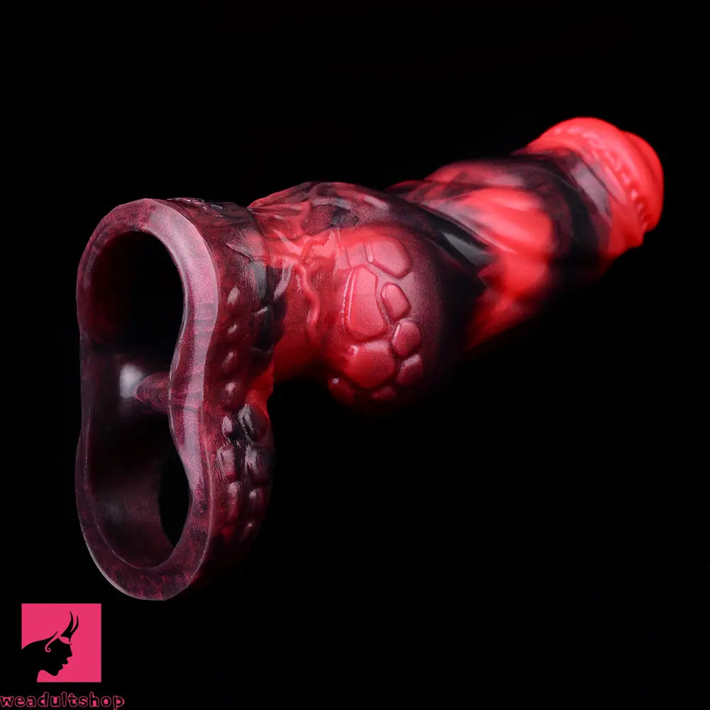 7.17in Silicone Dog Cock Sleeve Knot Vibrating Automatic Hollow Soft Dildo