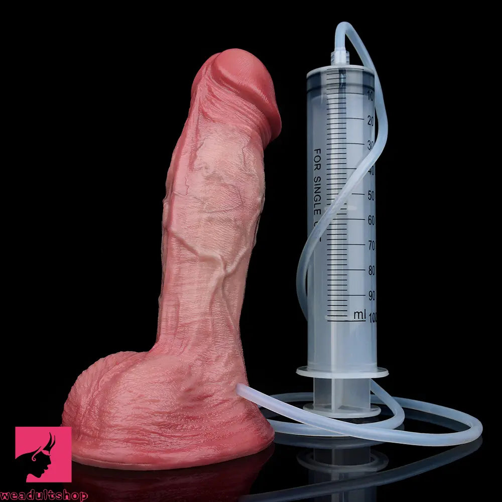 7.05in Inner Hardness Outer Flexible Dual Density Silicone Ejaculating Dildo
