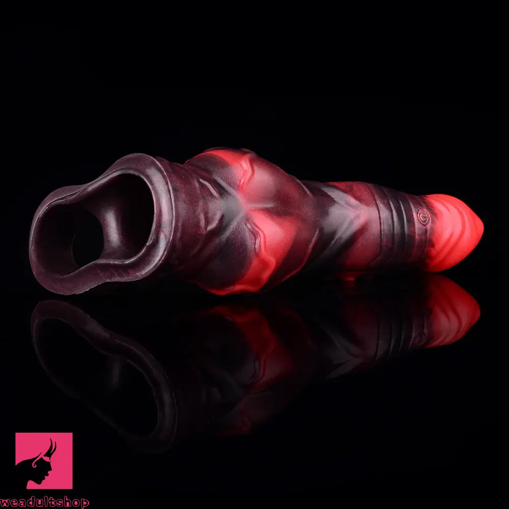 5.98in 7.09in Silicone Tentacle Cock Sleeve Knot Vibrating Hollow Dildo