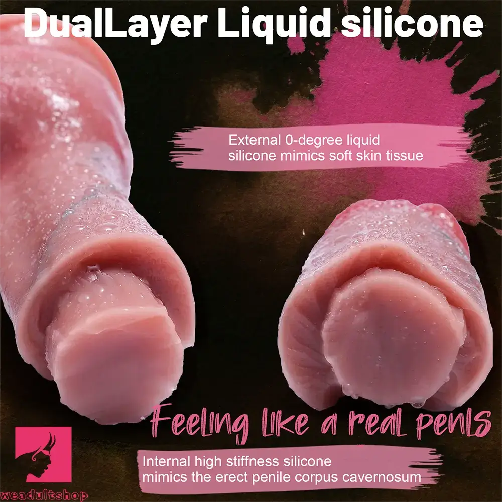 5.51in 7.28in 8.66in Realistic Dual Density Liquid Silicone Curved Anal Dildo