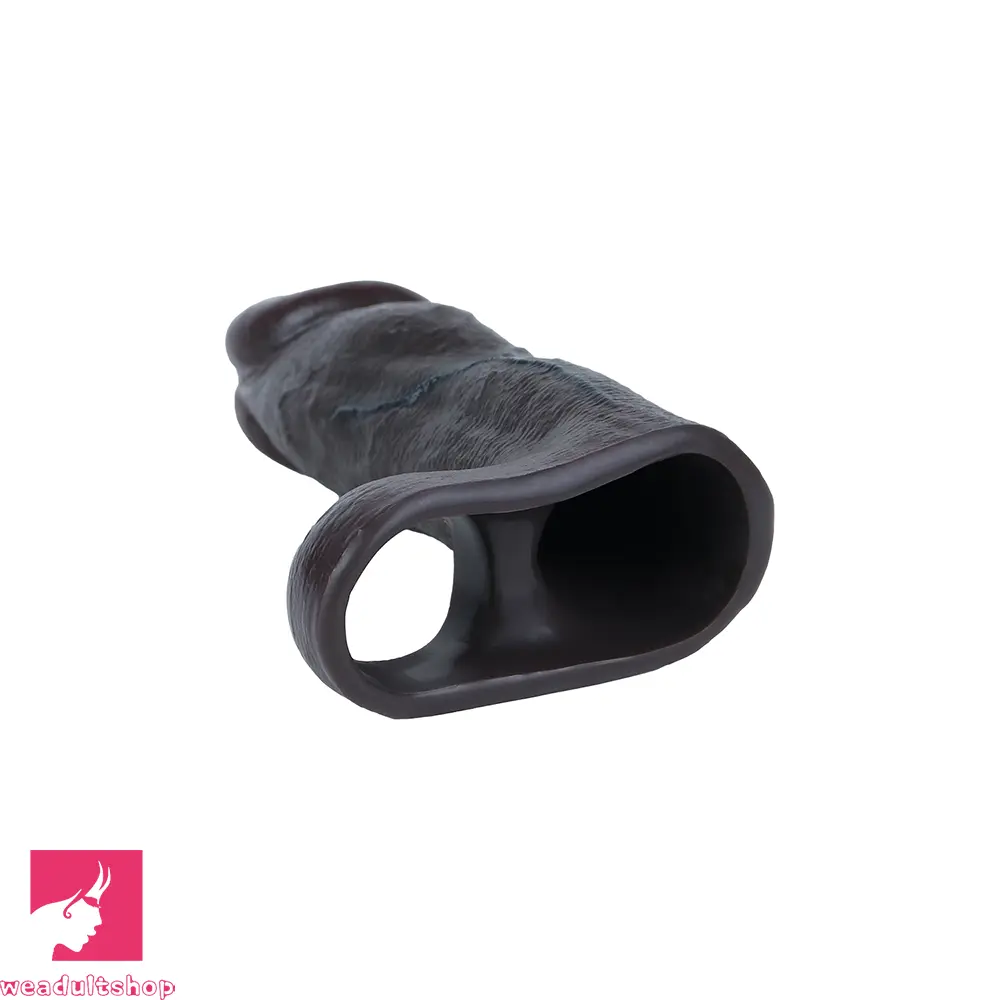 6.22in Silicone Realistic Cock Ring Dildo Sleeve Soft Real Penis Sleeve