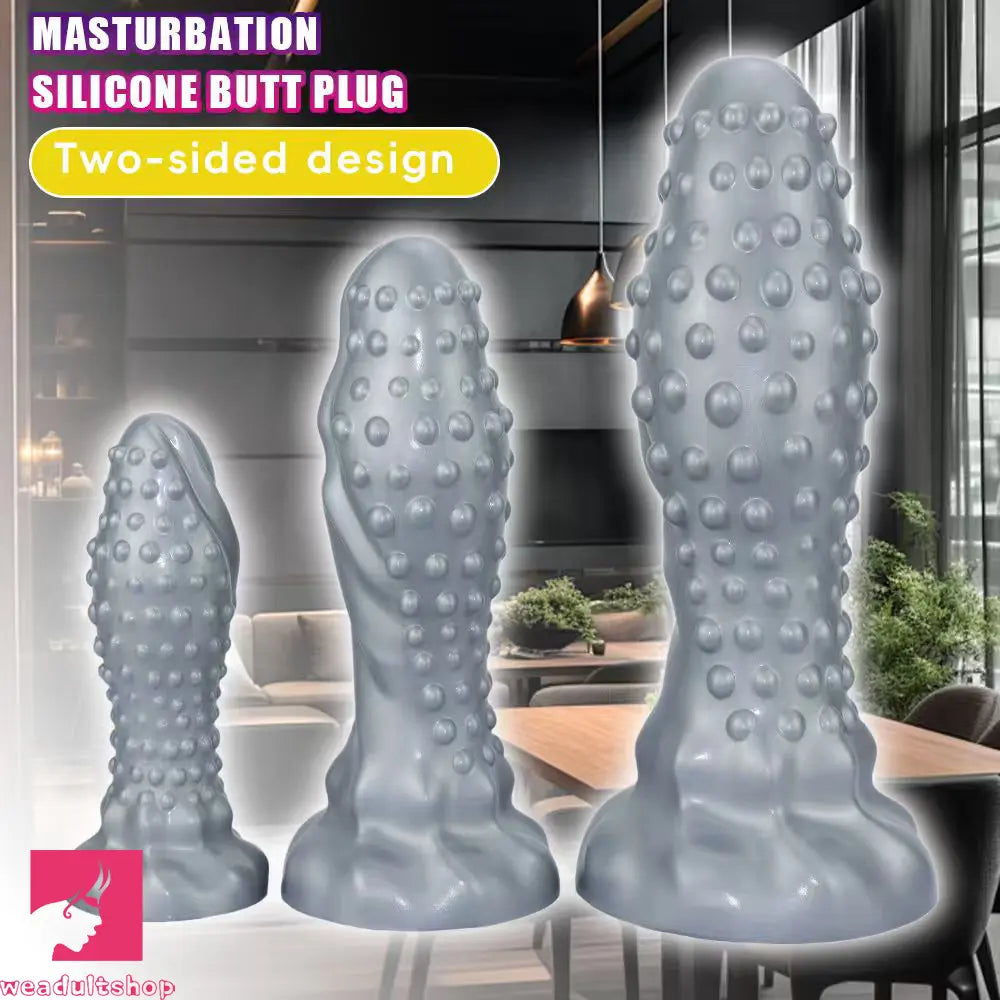 6.29in 8.66in 11.02in Spiked Stripe Silicone Butt Plug Odd Dildo Vagina Dilator